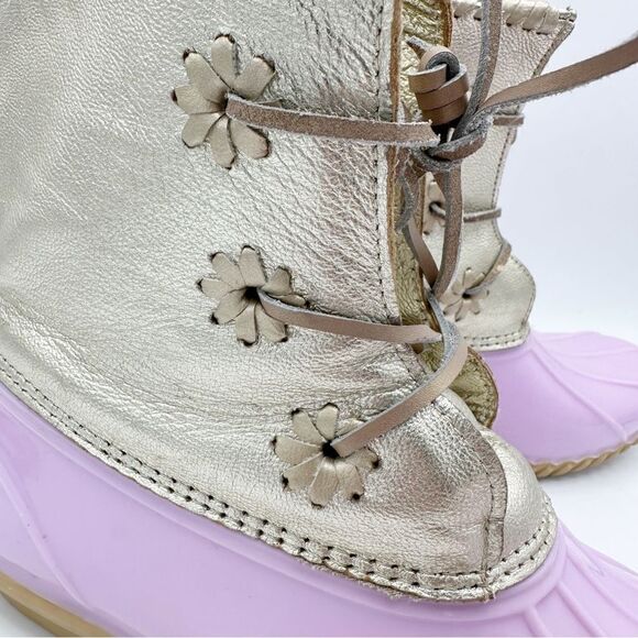 Jack Rogers Waterproof Chloe Lavender and Metallic Gold Duck Rain Boots Sz 11‎ - Picture 7 of 16